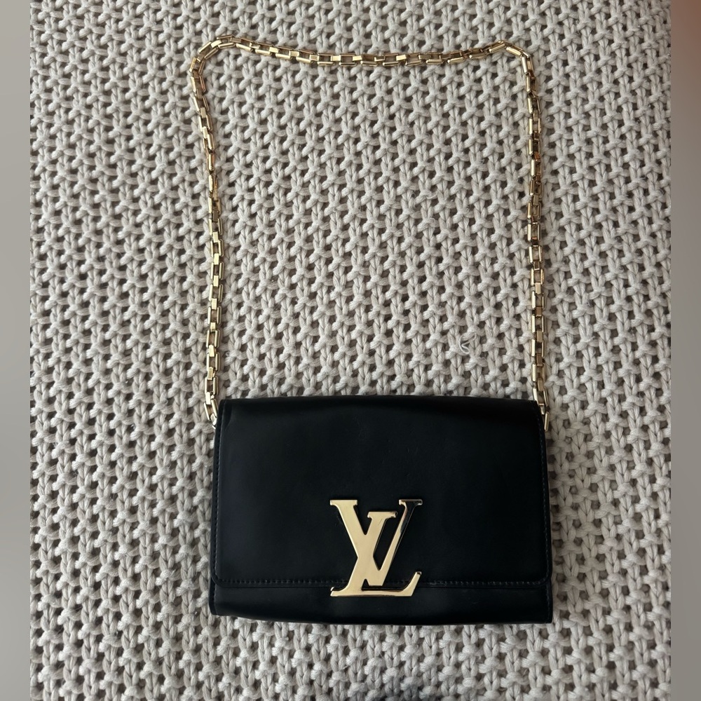 Louis Vuitton Calfskin Louise Shoulder Bag with Gold Chain